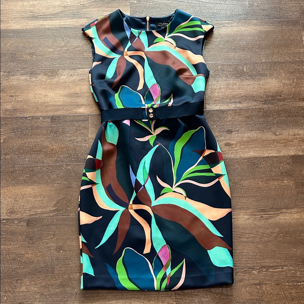 Ted Baker Vibrant Leaf Print Midi Dress